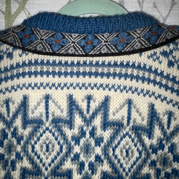 Dale of Norway Vintage Fair Isles Wool Blue & Cream Cardigan SZ S - Picture 5 of 10